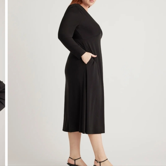 Tencel Jersey V-Neck Long Sleeve Midi Dress - Picture 2 of 7